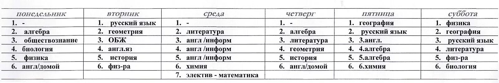 Можно ли 9 уроков в 9 классе. Таблица для расписания уроков для школы эстетичные.
