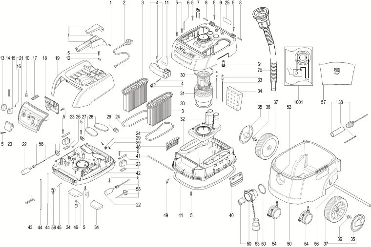 Купить запчасти для пылесоса Metabo ASR 35 H ACP (02059000), схема и деталировка