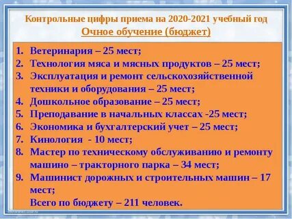 Очное обучение бюджет