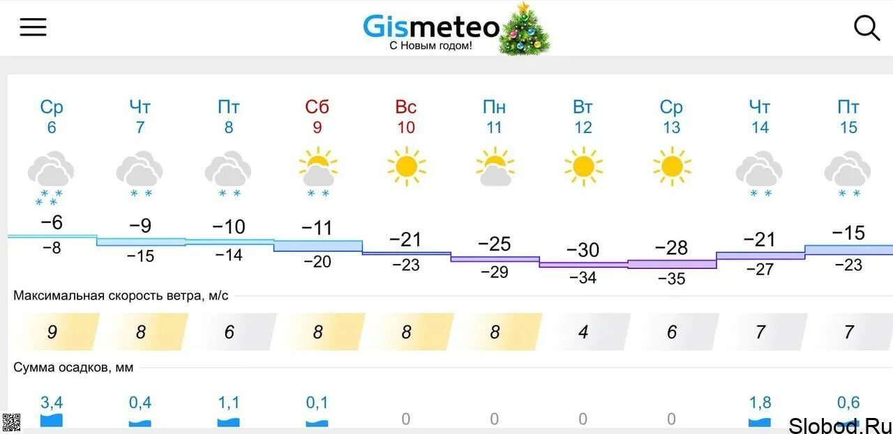 Погода в Слободском Кировской области на 10 дней.