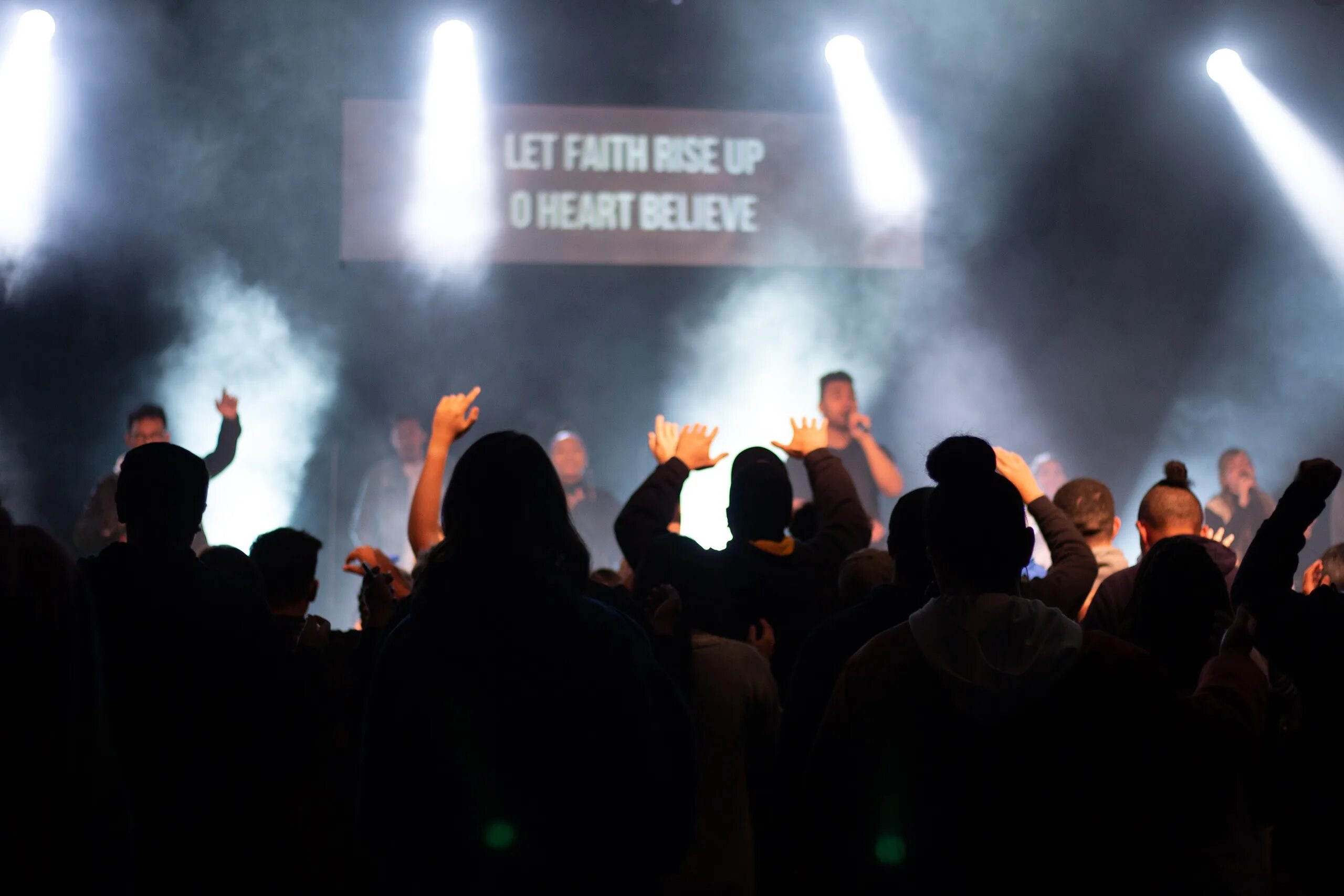 Crowd singing