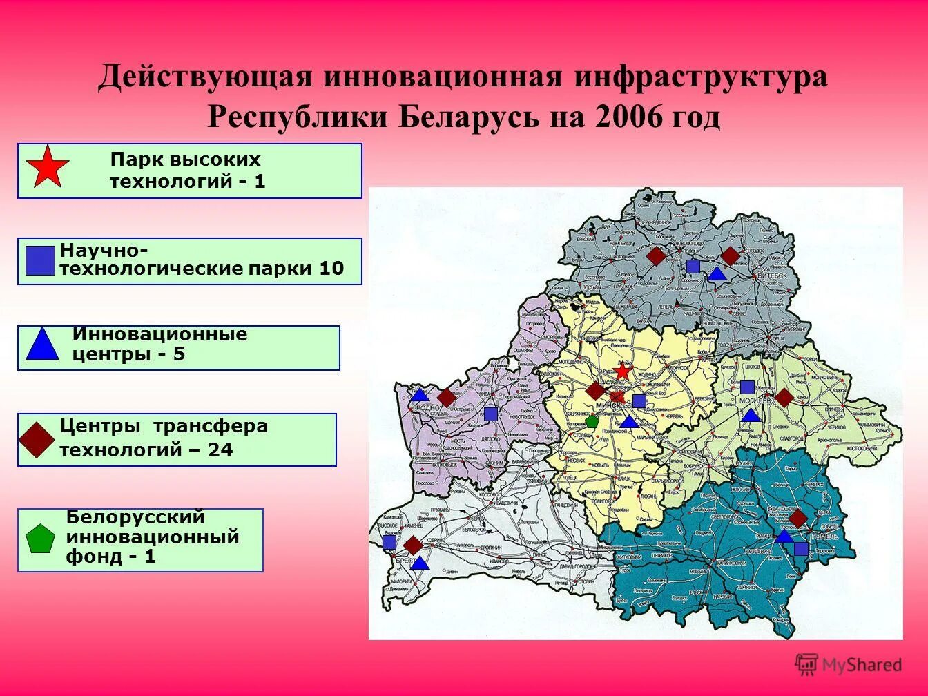 Программы развития беларуси. Инновационная инфраструктура Республики Беларусь. Инновационная инфраструктура. Экономическая карта РБ. Экономические районы Белоруссии.