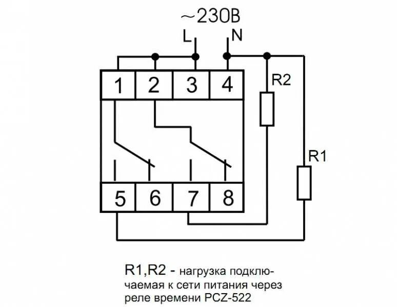 Схемы подключения через реле времени