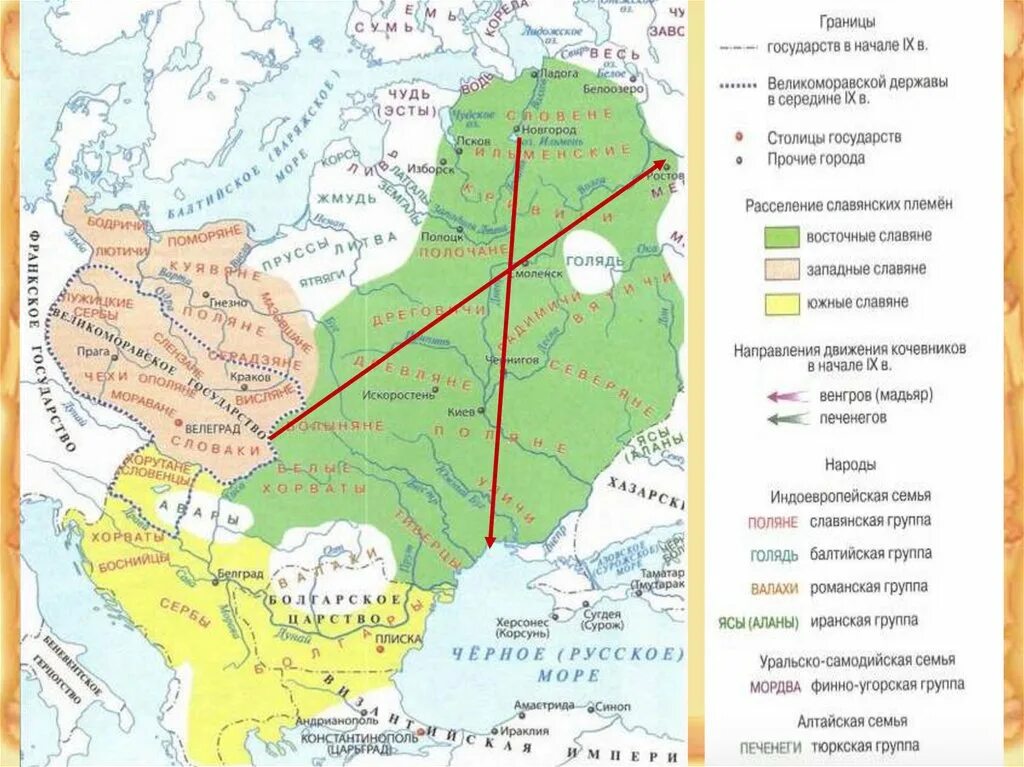 Карта расселения восточных славян 9 век. Карта расселение восточных славян и их соседи. Карта Руси расселение восточных славян. Расселение восточных славян 6 класс. Расселение восточных славян карта 6 класс.