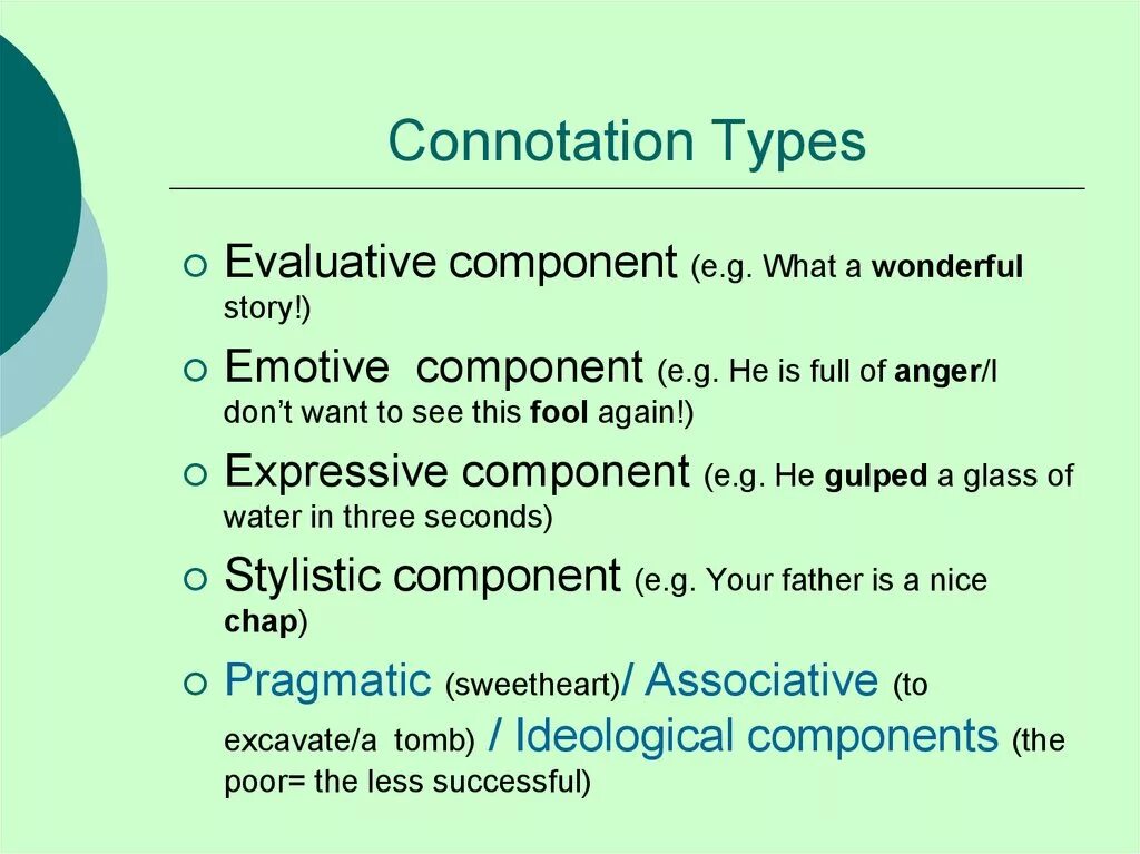 Type of additional information. Types of connotation stylistic. types of connotation lexicology. expressive connotation. english stylistics.