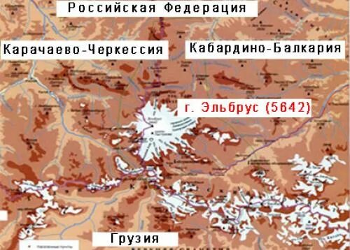 Эльбрус где находится в каком городе россии. Гора Эльбрус на карте. Наивысшая точка России Эльбрус на карте. Расположение горы Эльбрус на карте России.