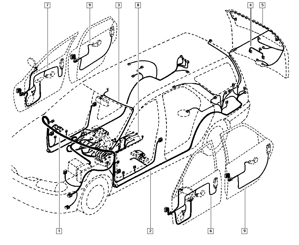 Электропроводка рено. Жгут проводов Рено Меган 3. Сценик 2 проводка на задние фонари. Схема проводки Рено Сценик 2. Рено Меган 2 жгут проводов.