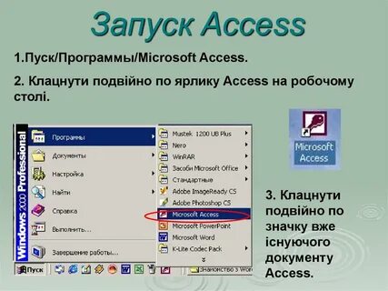 Работа с программой access