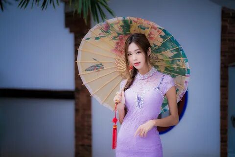 Download wallpaper girl, umbrella, dress, Asian, section girls in resolutio...