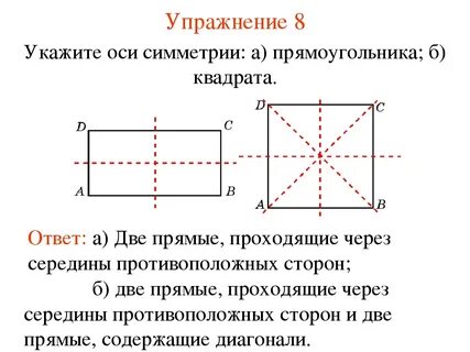 Сколько осей симметрии у прямоугольника