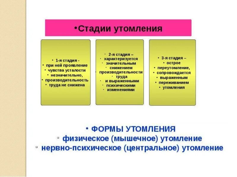 Ответ находится в стадии. Стадии утомления. развитие утомления. стадии развития утомления. фазы утомления.