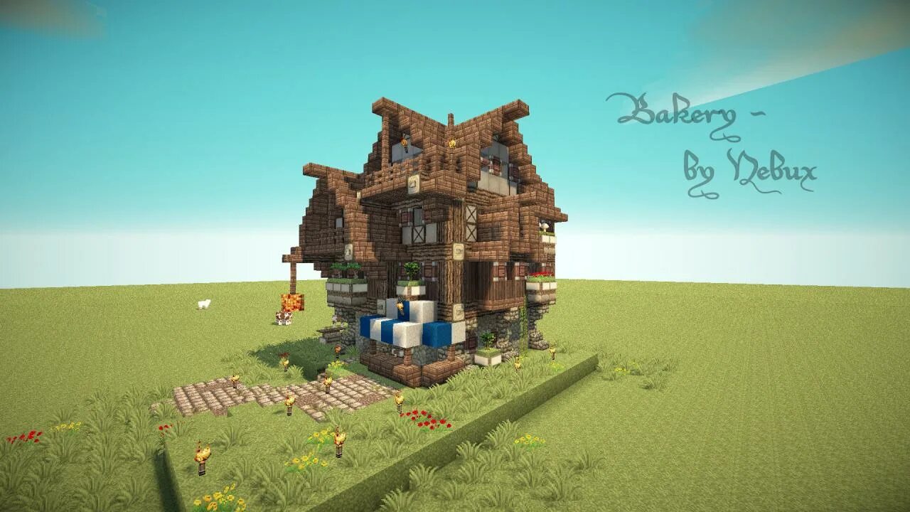Красивый ресторан в майнкрафте. Майнкрафт пеуврня средневековье. Пекарня в майнкрафте постройка. Майнкрафт medieval house. Bakery minecraft.