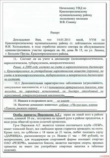 Рапорт о проверке лица