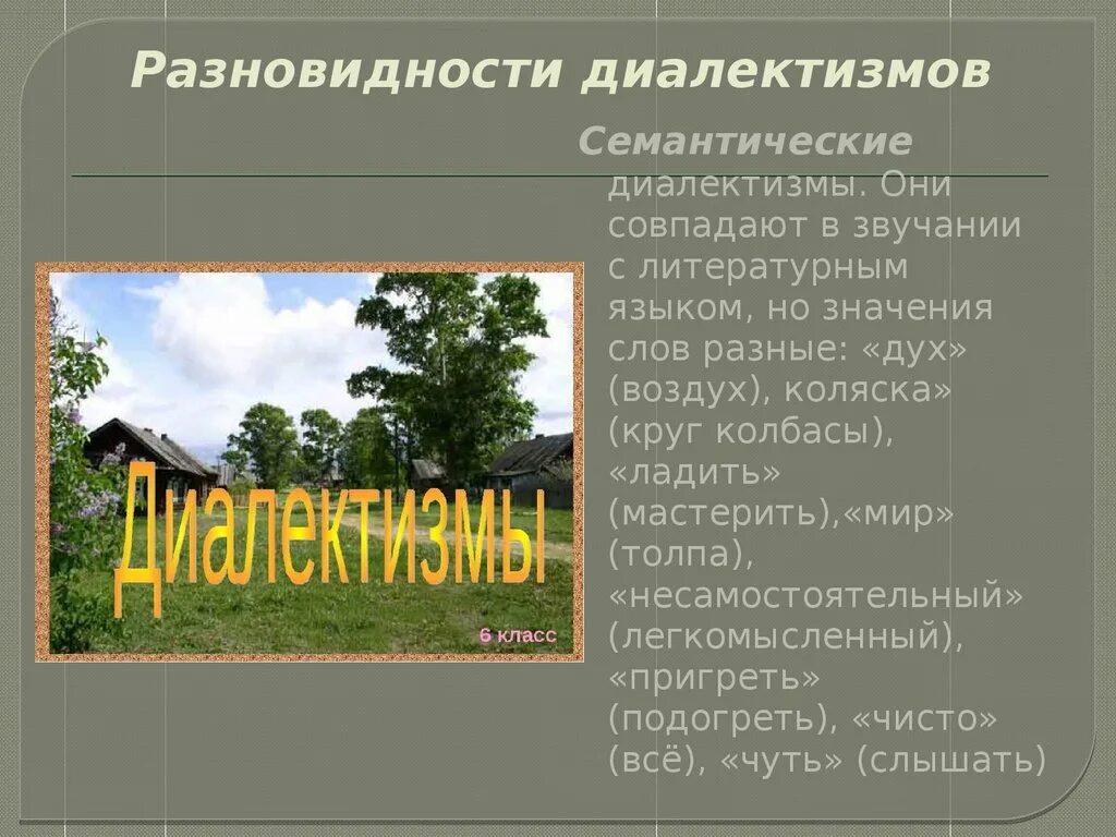 Современные диалектные слова. Разновидности диалектизмов. Семантические диалектизмы. Диалектизмы примеры и их значение. Диалектные слова со значением.