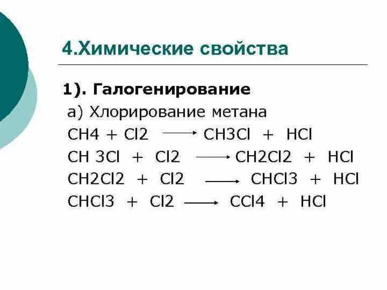 Ch4 хим свойства. Радикальный механизм реакции хлорирования метана. Реакция галогенирования метана. Химические свойства метана реакция замещения. Галогенирование формула