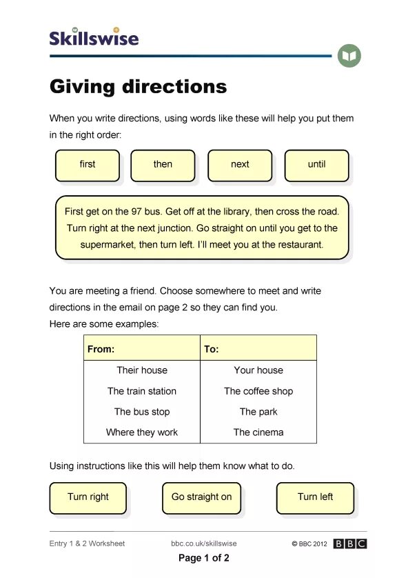 Write the directions