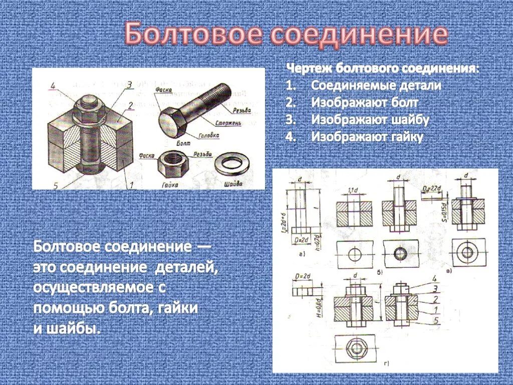 Типы соединений Инженерная Графика. Разъемные болтовые соединения. Типовые соединения в черчении. Типы соединений в черчении. Назовите детали соединения