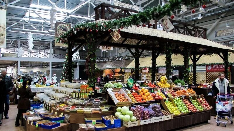 Продовольственный рынок. Современный продуктовый рынок. Рынок в Европе. Торговля на рынке.