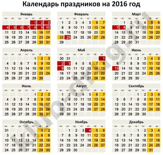 Календарь 2016 года. Календарь праздников. Календарь праздников 2016. Выходные и праздничные дни в 2016 году. 31 декабря 2016 г