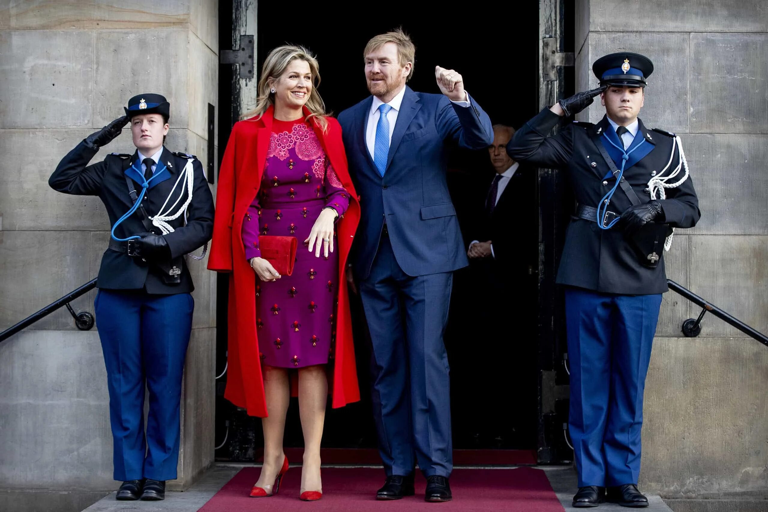 Going for gold! Queen Máxima of the Netherlands stuns in Grecian-style gown for 