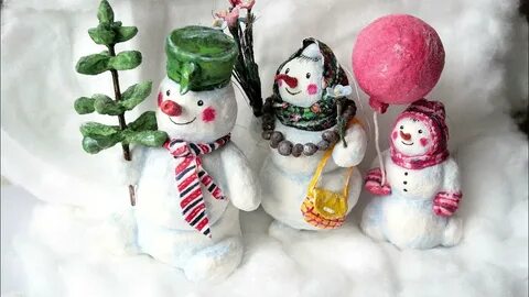 Снеговик из ваты елочная игрушка