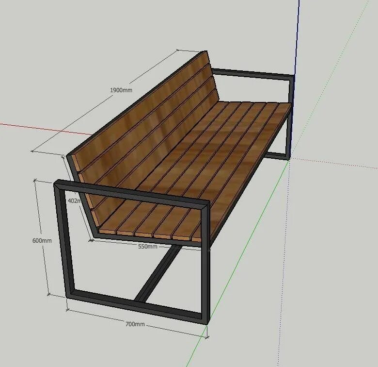 Размеры скамейки со спинкой из профильной трубы