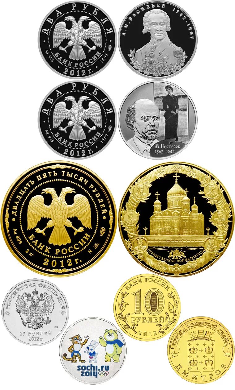Купить новые монеты. Юбилейные монеты. Русские юбилейные монеты. Юбилейные и памятные монеты. Коллекционные монеты из драгоценных металлов.