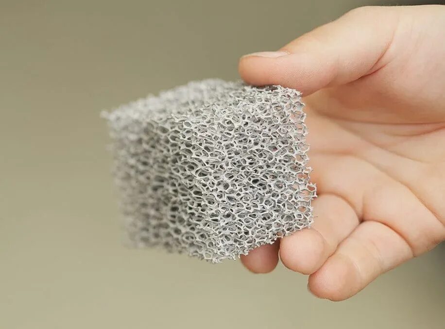 Новые открытые материалы. Ячеистая пена Cell Foam. Пенометалл Титан. Composite Metal Foam, CMF. Вспененный пеноалюминий.