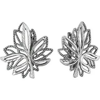 Серьги листики серебро