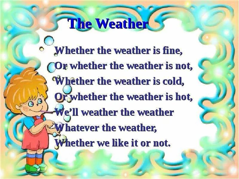 Weather is hot weather is cold. Стих про погоду на английском языке. Стих weather. Whether the weather is. Стишок про погоду на английском.