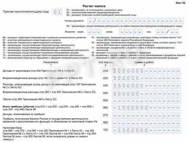 Декларация по прибыли изменения