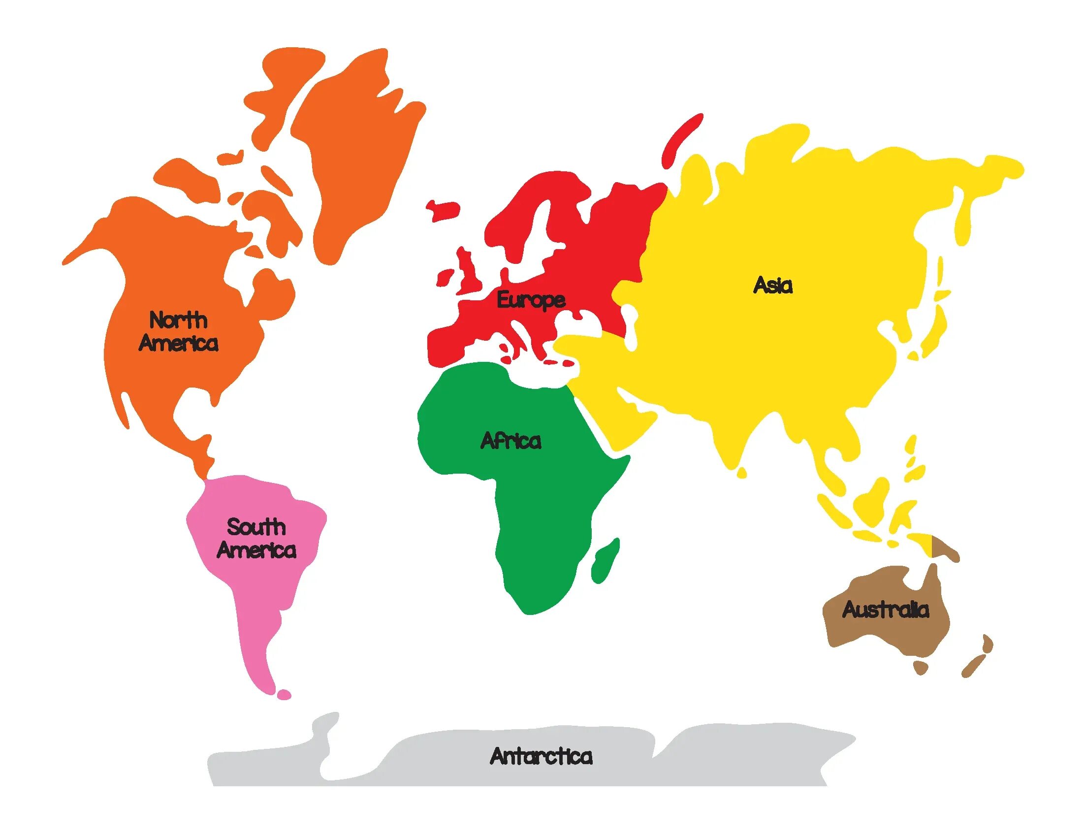 All continents of the world