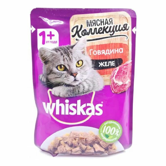 Вискас для кошек влажный купить. Корм для кошек Whiskas 85гр. Whiskas мясная коллекция 75гр. Вискас говядина 75г. Корм для кошек вискас желе с лососем 75гр.