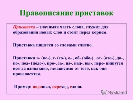 Приставки слитно со словом