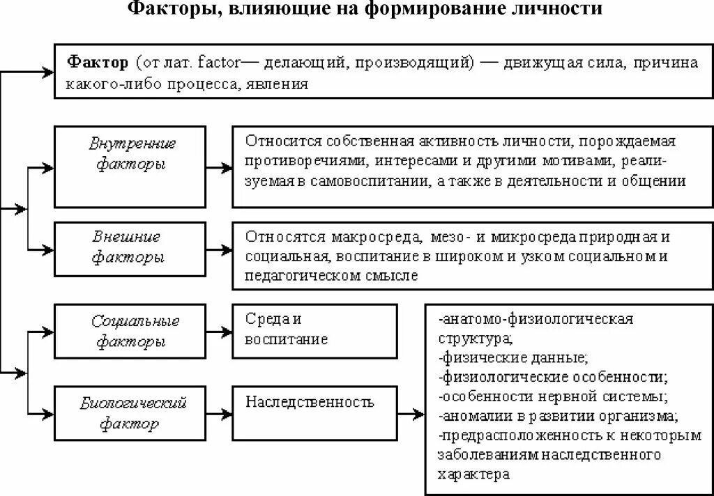 Основные факторы влияющие на формирование