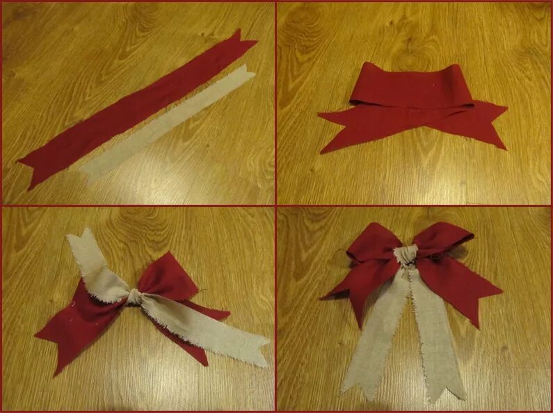 украшение ёлочное "бант". рождественский бант из ленты. как сделать бантик на новый год. бантики из атласных лент. красивый бантик из ленты.