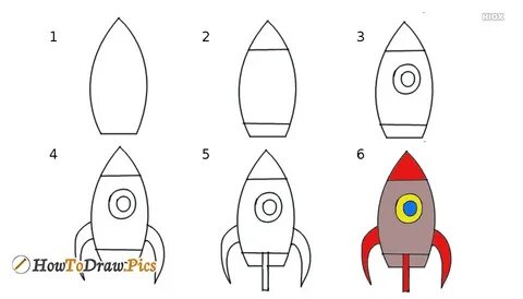 Ракета поэтапное рисование для детей