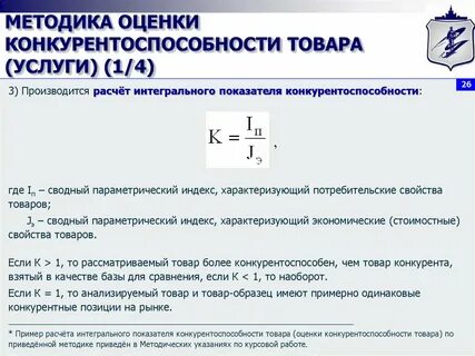 Интегральный показатель конкурентоспособности