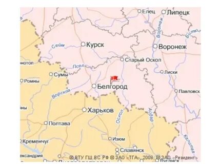 Где на карте находится курск от украины
