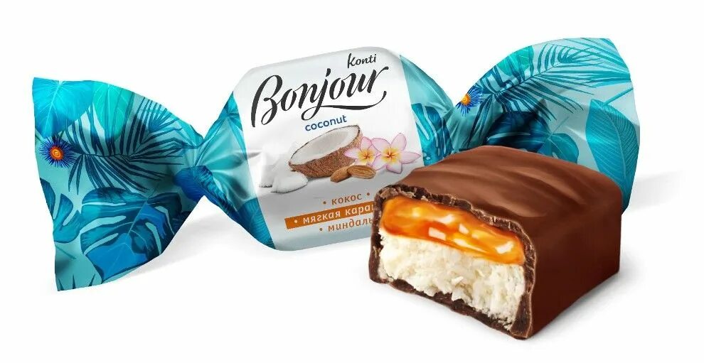 Бонжур шоколадный. Бонжур с кокосом. Bonjour coconut конфеты 150г. Конфеты конти бонжур коконут 200гр. Бонжур конти конфеты шоколадные кокос.