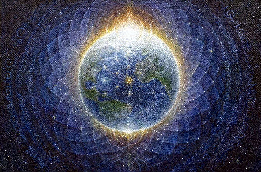 Новый духовный. Космос эзотерика. Гармония Вселенной. Планета земля цветок жизни. Картина мироздания.
