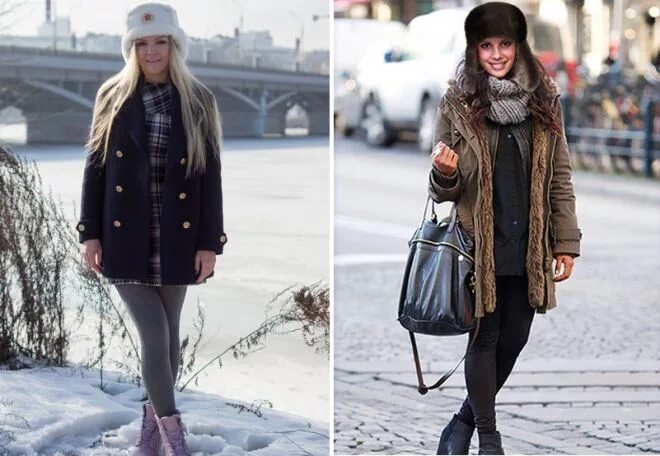 Пальто и ушанка. С чем носить ушанку женскую зимой. Женская ушанка с пуховиком. Девушка в шапке ушанке. Девушка в шапке ушанке зимой.