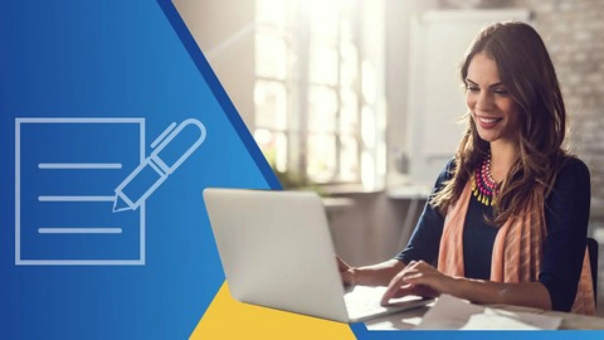 Writing grants. Freelancer with laptop. udemy business writing courses.