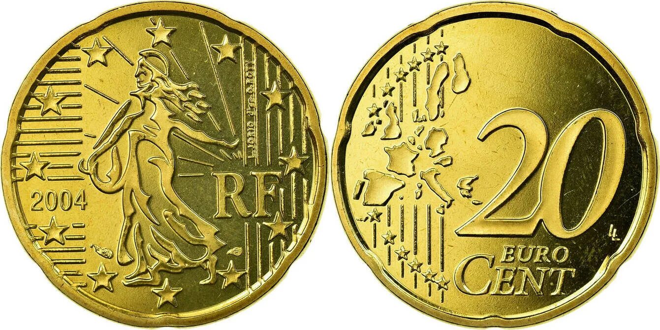 20 Euro Cent. 20 Euro Cent 2004. 20 Европейских центов. 20 Центов евро монета 2004 года.