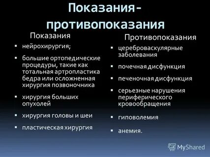 Показания и противопоказания