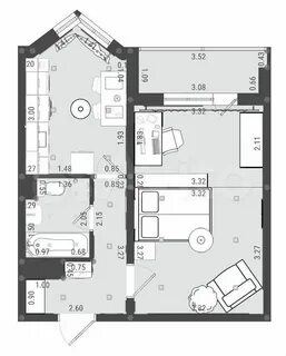 Планировка квартиры 44 м