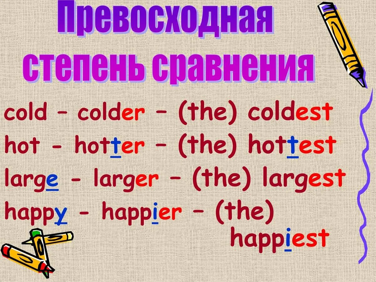 Сравнительная степень прилагательных в английском 6 класс. Сравнительная степень прилагательных. Сравнительная степень в английском. Cold степени сравнения. Степени сравнения в английском.