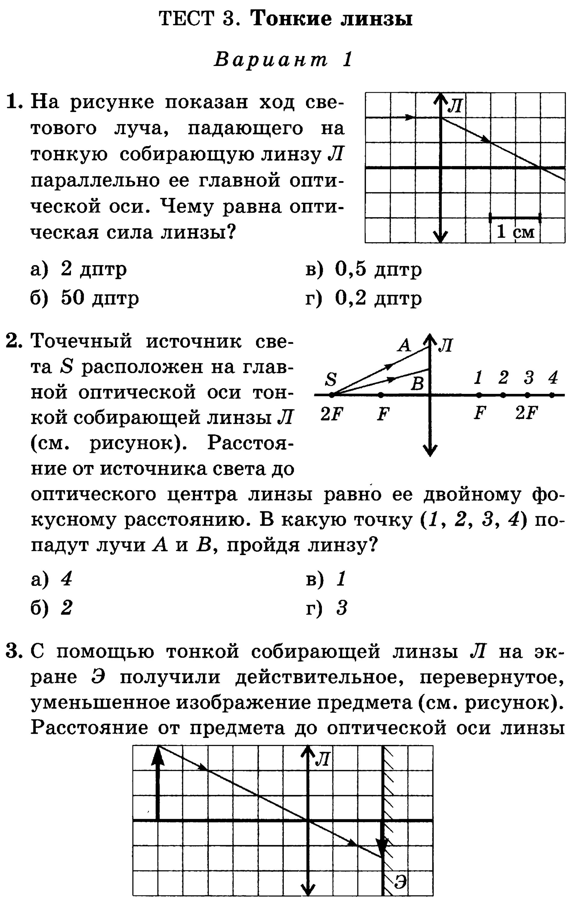 Контрольная работа по физике 9 линзы