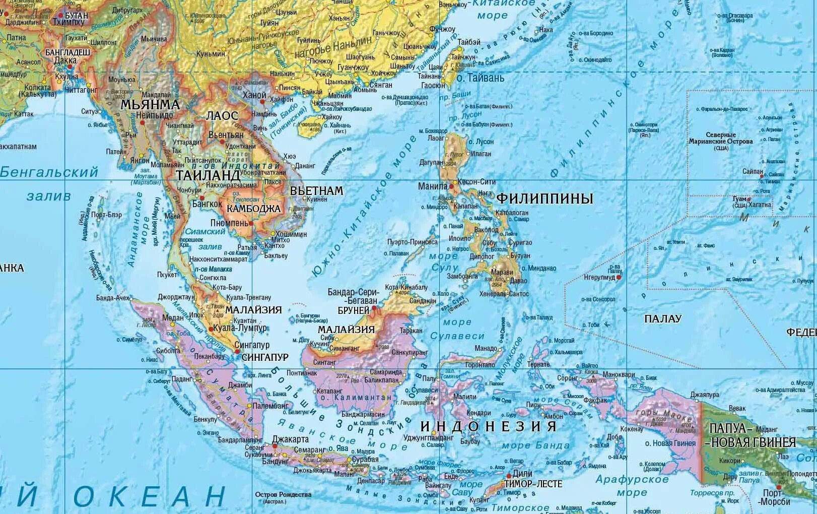 Какие острова расположены в восточной азии. Малаккский залив на карте. Малаккский пролив на физической карте Евразии. Малакка полуостров на карте. Малайский полуостров на карте.