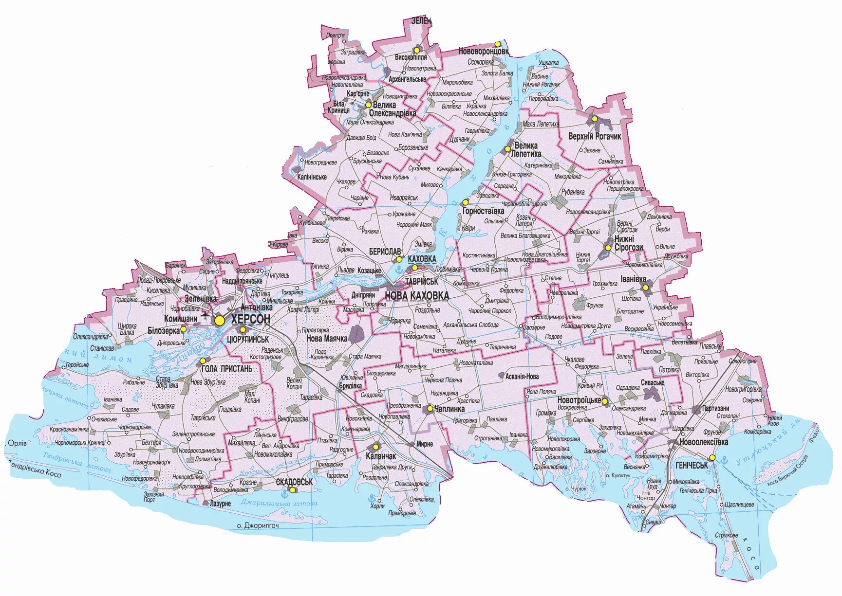 Херсонская область Александровка карта подробная. Карта Херсонская область с населенными пунктами. Карта Херсона и Херсонской области с городами. Херсонская область на карте Украины. Границы херсонской области на карте